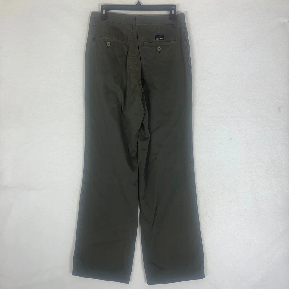 Pantalones chinos de colección ARMANI JEANS para hombre 32 verde oliva 100 % algodón pierna recta Y2K Foto 4 de 4