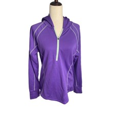 Fila pull over hooded athletic fitted sweatshirt purple 1/4 zip women's XL