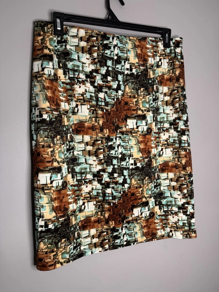 Falda Lápiz Betsey Johnson Multicolor Geo Estampado Talla XL Boho Punk Arte Foto 2 de 4