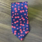 Banana Republic Navy & Red Floral Geometric Pattern Silk Neck Tie Made In Italy