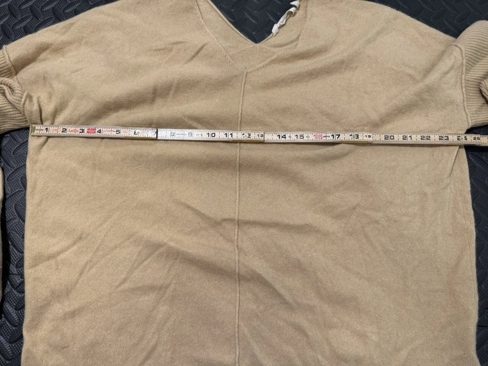 Suéter Soft Surroundings Etta 100% Cachemira Talla XL Bronceado Hombro Caído Holgado Foto 3 de 4