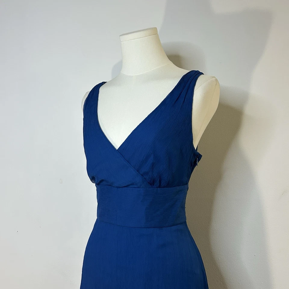 NUEVO SIN ETIQUETAS J. Vestido Crew Ocasiones Especiales Azul Seda 36 Pulgadas Busto Mujer’s 10  Foto 3 de 4