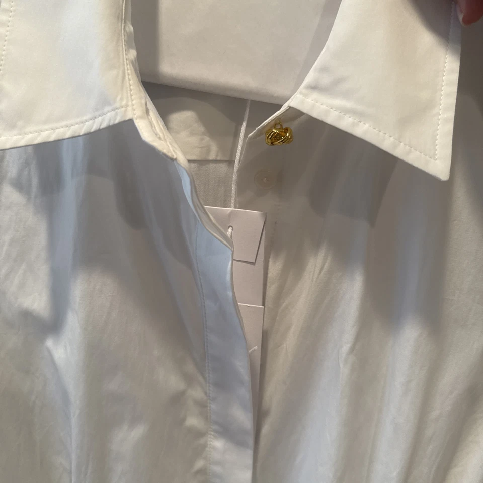 Vestido Camisa Derek Lam 10 Crosby Blanco Con Dorado EE. UU. 0 NUEVO CON ETIQUETAS Punto Débil Minorista $595 Foto 4 de 4