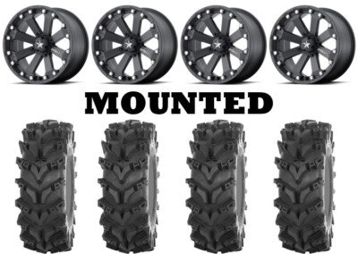 Kit 4 High Lifter Out&Back Max Tires 30x10-14 on MSA M20 Kore Black Wheels VIK