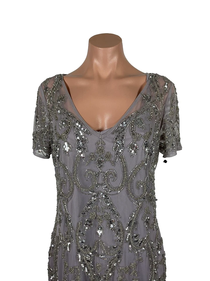 Adrianna Papell Women's Beaded Knee Length Dress Women Dress Dusty Purple 12 P - Image 3 of 4