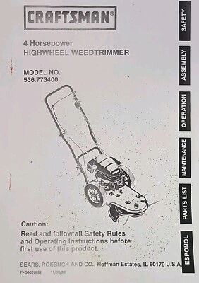 Sears Craftsman Highwheel Weed Trimmer Owner