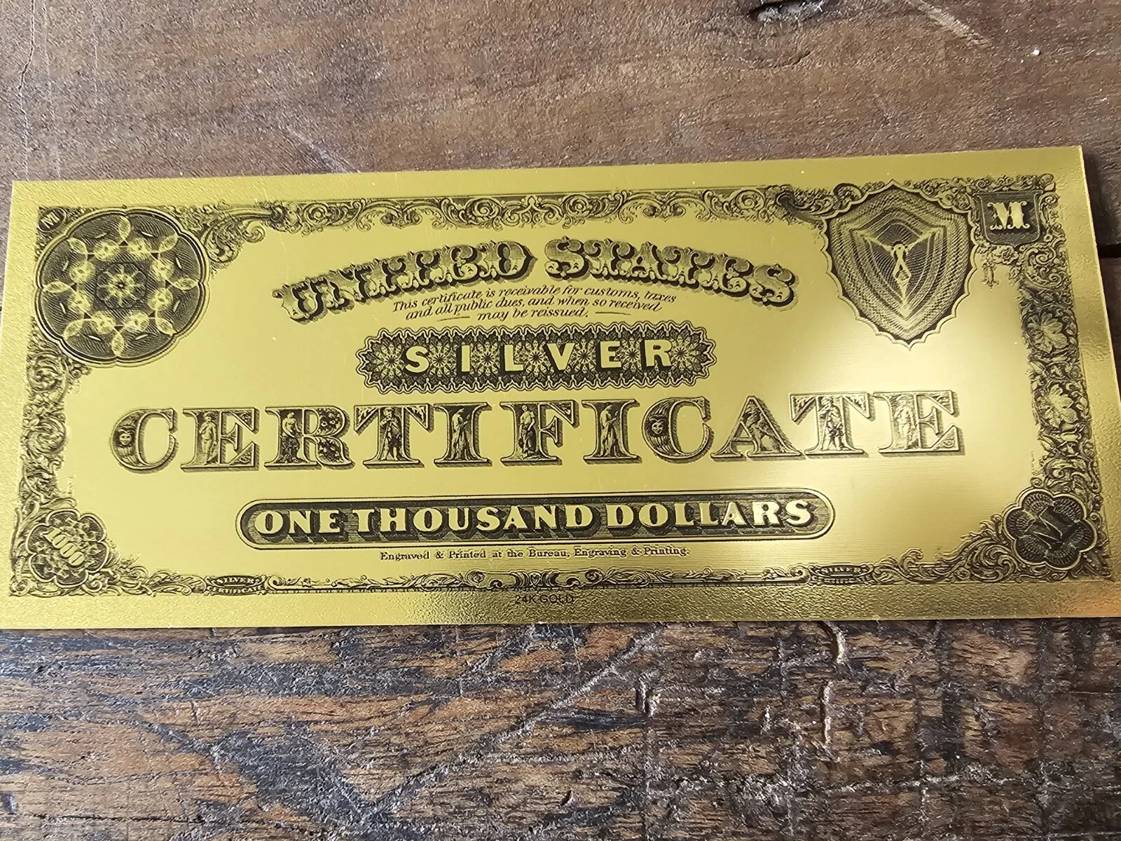 1878 William L Macy 1 GRAM 24k GOLD NOTE $1000 DOLLAR BILL Pics Do No Justice!! - Picture 2 of 7