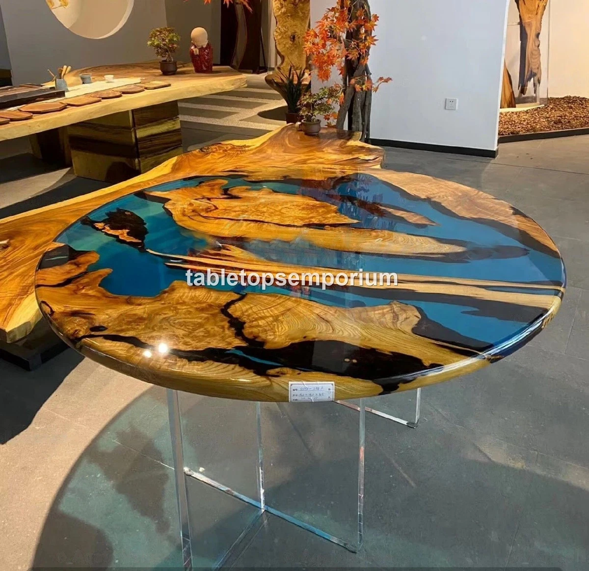 Blue epoxy table deals
