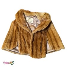Alberts Fine Furs 1950s Genuine Brown Mink Fur Stole Pockets Wrap Shawl Capelet