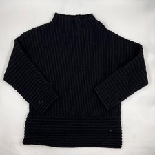 DKNY Womens Mock Neck Sweater Size S Black Ribbed Knit Pullover Long Sleeve