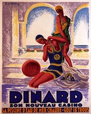 POSTER DINARD CASINO SEA WATER POOL SWIMMING FRANCE TRAVEL VINTAGE REPRO FREE SH