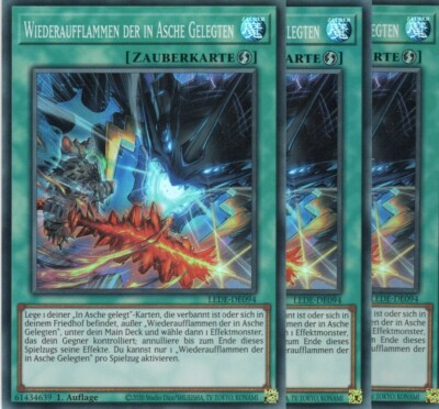 yugioh 3x Wiederaufflammen der in Asche Gelegten LEDE-DE94 SUPER 1A. DEUTSCH