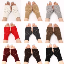 Winter Fingerless Arm Warmer Gloves Hand Soft Mittens Protected Knitted Glove  ↲