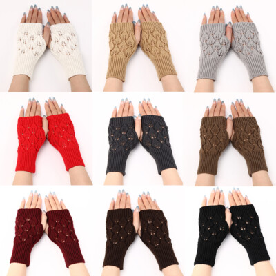 Winter Fingerless Arm Warmer Gloves Hand Soft Mittens Protected Knitted Gloves μ