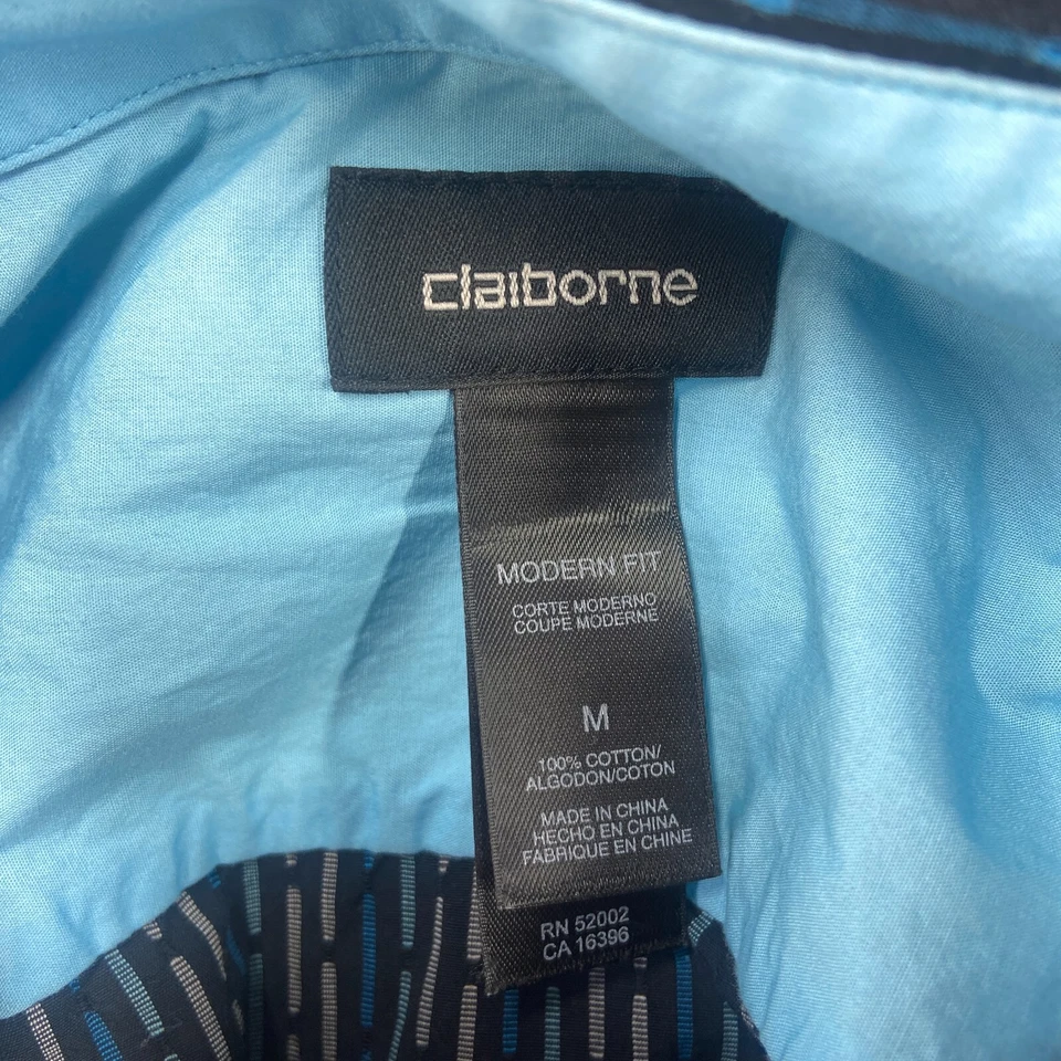 Camisa de vestir de manga larga con botones a rayas talla M de corte moderno Claiborne para hombre Foto 2 de 4