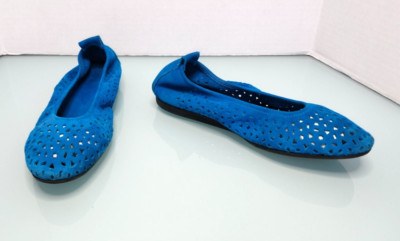Arche Lilly ballet flat perforated leather shoes nubuck turquoise Mint Sz 38