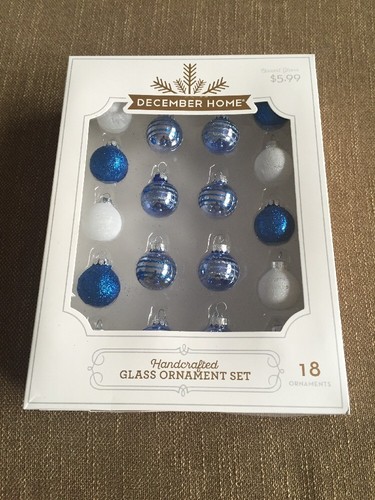 Handcrafted Glass Ornaments Gift 18 Set In Box December Home - Picture 2 of 9
