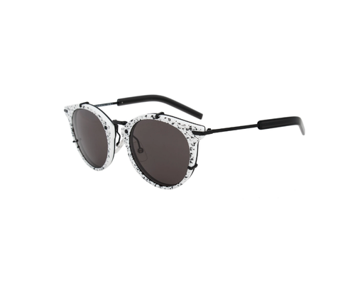 Christian Dior 0196S TCBY1 Sole 48 Bianco e Nero Splotched Grigio Lenti |  eBay