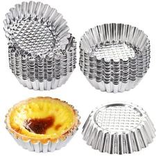 30 PCS Egg Tart Mold for Baking, 3.8 Inch Stainless Steel Mini Tart Tin Pans,...