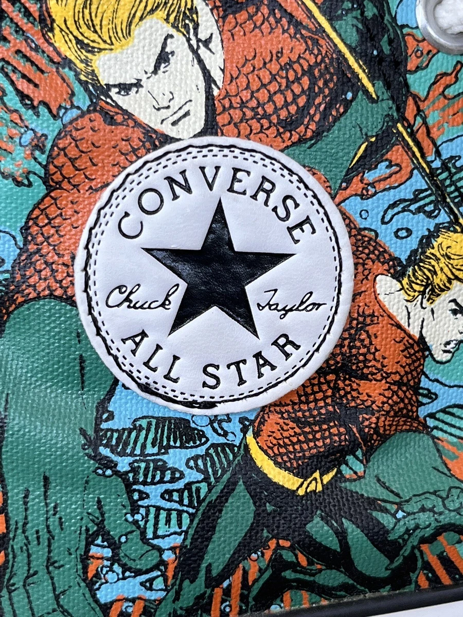 Aquaman Converse All Star Chuck Taylor High Top Shoes DC Comics Size M 4 W 6
