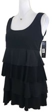 TIANA B ~Woman Size S~ Black Sleeveless ALL OVER RUFFLE Mini Dress Lined NWT.