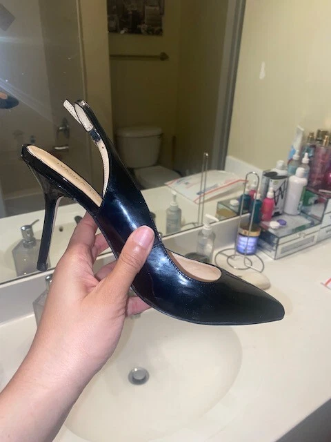 IVANKA TRUMP ЧЕРНЫЙ ЛАКИРОВАННАЯ КОЖА STILETTO SLINGBACK ЗАОСТРЕННЫЙ НОСОК КАБЛУКИ РАЗМЕР 9,5 - Изображение 3 из 3