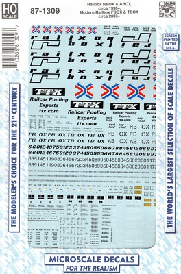 HO Scale Microscale 87-1309 RBOX  ABOX FBOX & TBOX Railbox Boxcars Decal Set
