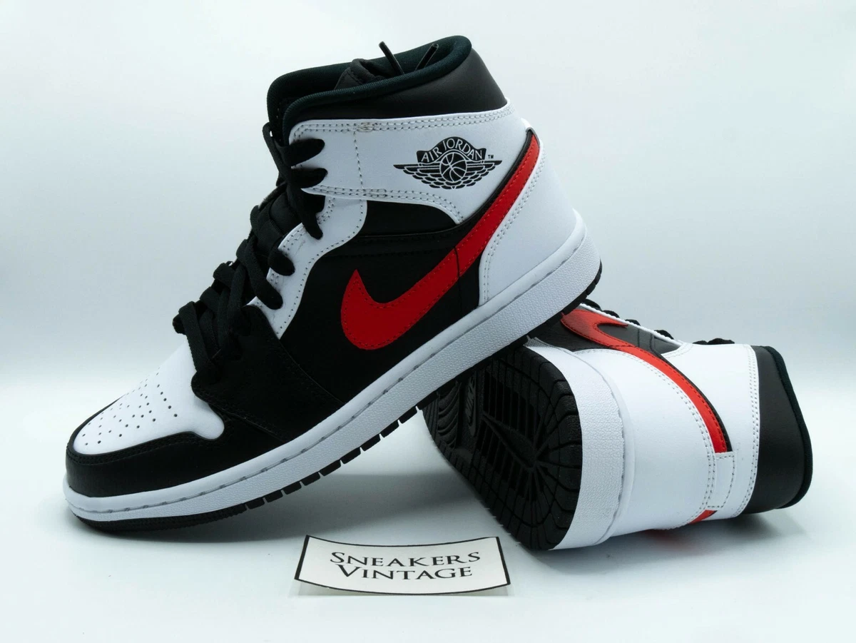 NIKE AJ1 MID BLACK CHILE RED WHITE