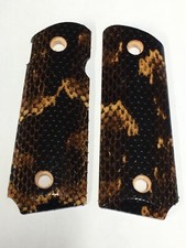 Compact. ambi cut 1911 pistol grips wrapped in Broad banded water snakeskin