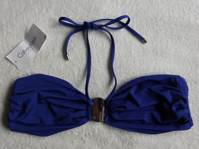 Calvin Klein Swimwear Size UK 16 (XL) Tie Bandea Bikini Top Blue