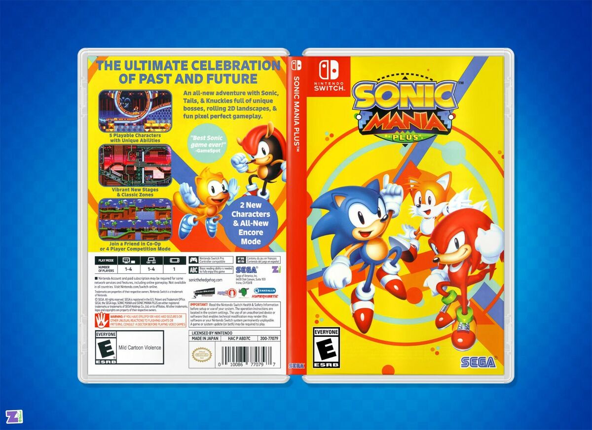 Sonic Mania PLUS Cover Art: Reversible Insert & Case for Nintendo