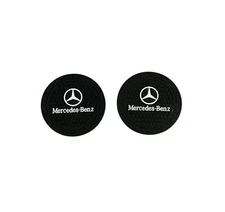 Mercedes-Benz (2 pc) Car Cup Holder Mat Pad Silicone Coasters Black 2.75"