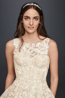 oleg cassini high neck tank lace wedding dress Oleg Cassini High Neck Tank Lace Wedding Dress