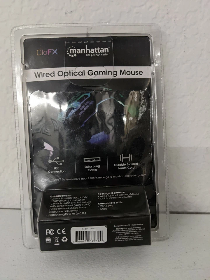MANHATTAN GloFX LED Wired Optical Gaming Mouse (6 Buttons) - NEW - Image 2 of 2