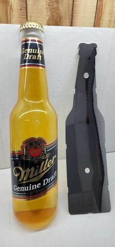 VINTAGE 30" MILLER GENUINE DRAFT BEER HALF BOTTLE WALL HANGING SIGN MANCAVE BAR