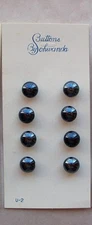 8 VINTAGE GUNMETAL SILVER GRAY GLASS Buttons VERY SHINY NOS CRAFTS KNIT SEW 8mm