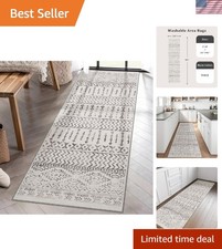 Trendy Ivory 2' x 8' Abstract Design Non-Shedding Runner Rug for Easy Care