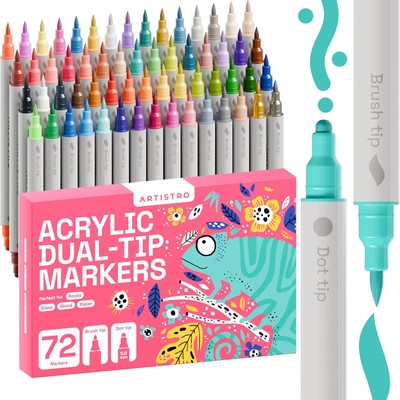 Artistro 73er Pack Acryl Dual Tip Malstifte Pinsel + Punktspitzen 