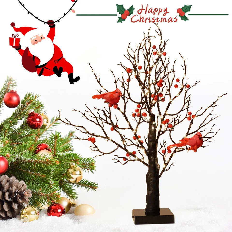 Christmas Vintage Glowing Tree 21'' w/ Cardinals,Aparntetit LED Glow Tree Gift - Image 4 of 4