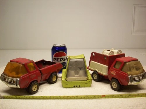 3 Vintage 1960's TONKA  Fire Truck , Pickup, Semi Cab toys for PARTS RESTORE