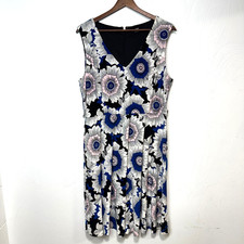 Tommy Hilfiger Sleeveless Floral Print A Line Dress Multicolor Womens Size 14