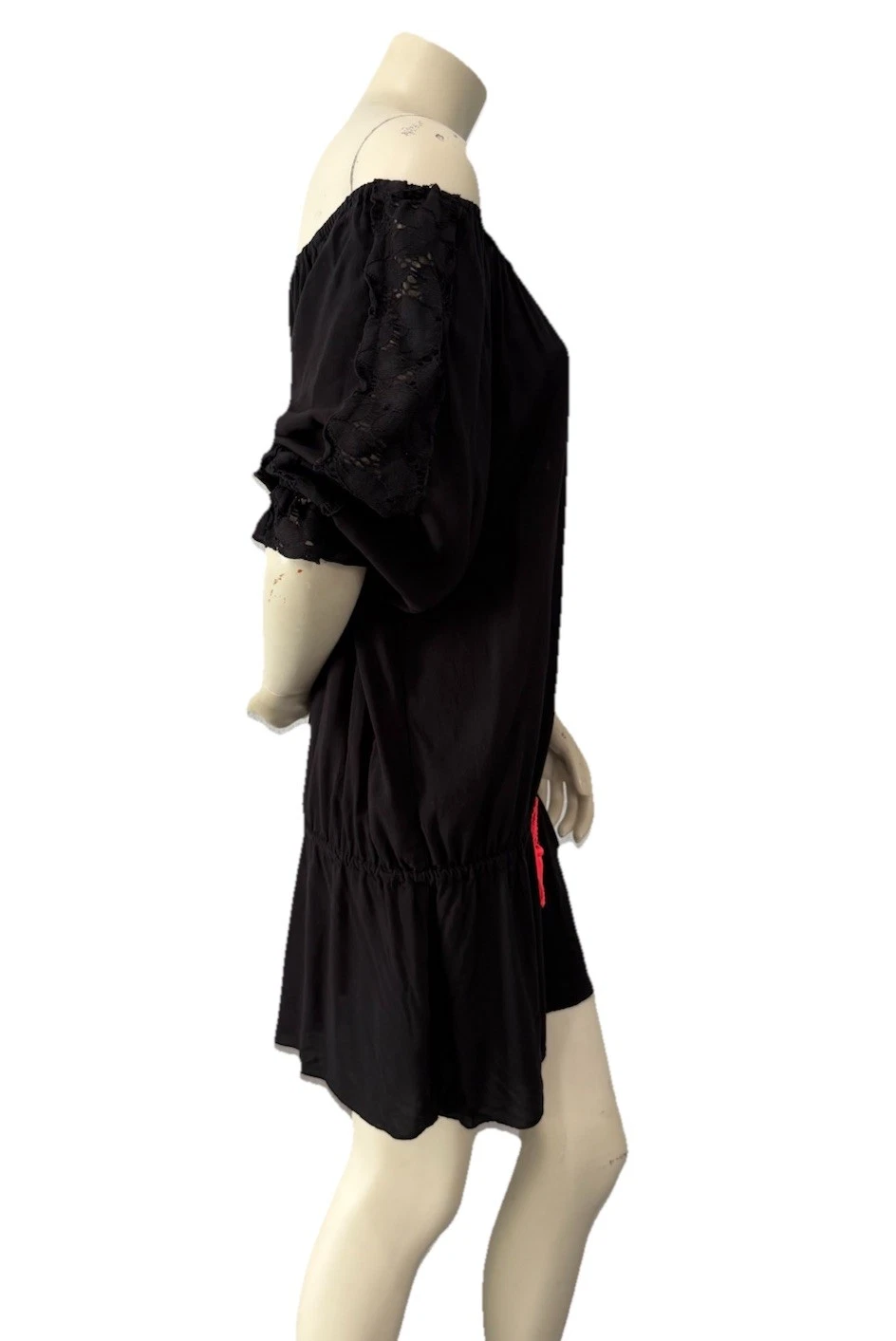 UNDERCOVER Abito Victoria’s Secret donna S nero spalle scoperte copricostume contadino boho pizzo