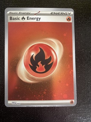 Miscut/Error/. Scarlet And Violet Pokemon Basic Energy Fire SVE 002 Cosmos Holo