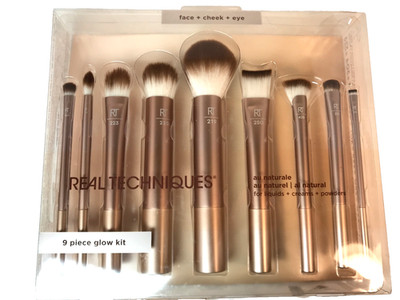Real Techniques Makeup Brush Gift Set Au Naturale Face Cheek Eye Brushes 9 Pcs