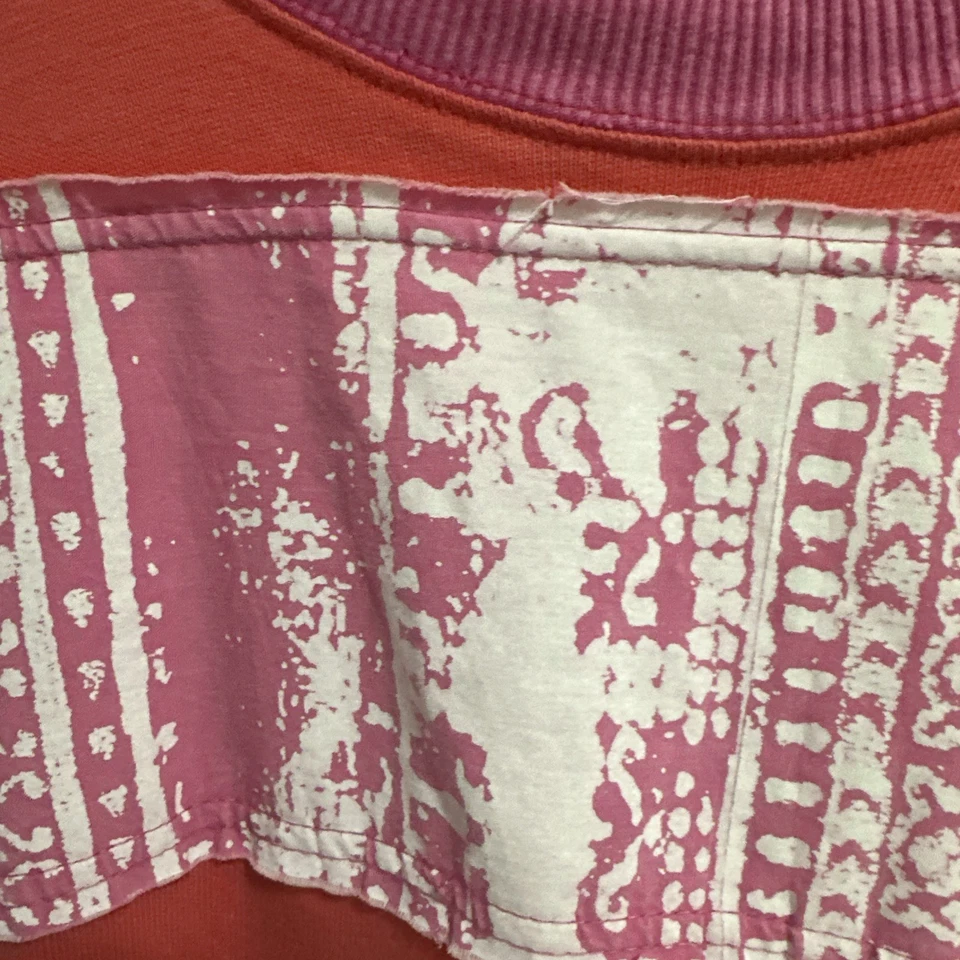 Free People 小号 We the Free Top 波西米亚粉色红色宽松 3/4 袖大码 — 第 3/4 张图片