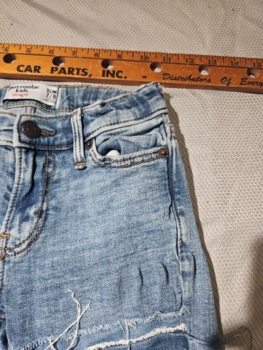 Abercrombie Kids Jeans Youth Girls 7/8 Blue Patchwork Denim Straight Slim Pants - Picture 6 of 16