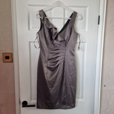 Debenham's Petite Collection Dress Women's Size 8 Silver Ruffle Sleeveless