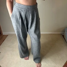 Source Unknown Gray Wide Leg Fleece Wool Style Wide Leg Pants