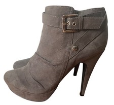 G By Guess GGDELICAZY  Stiletto Heel Gray Faux Suede Ankle Boots Size 8.5
