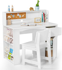 Kids Desk and Chair Set with Bookshelf, Kids Study Desk with Chair with Storage